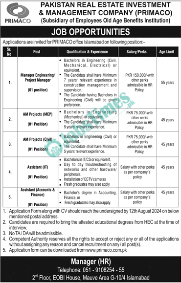 PRIMACO Jobs 2024
