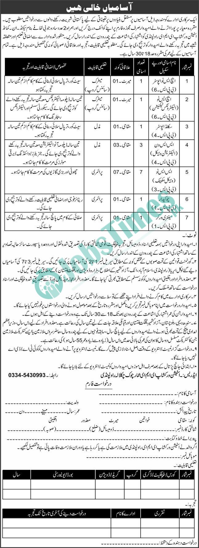 Pak Army 501 Central Workshop EME Rawalpindi Jobs 2024