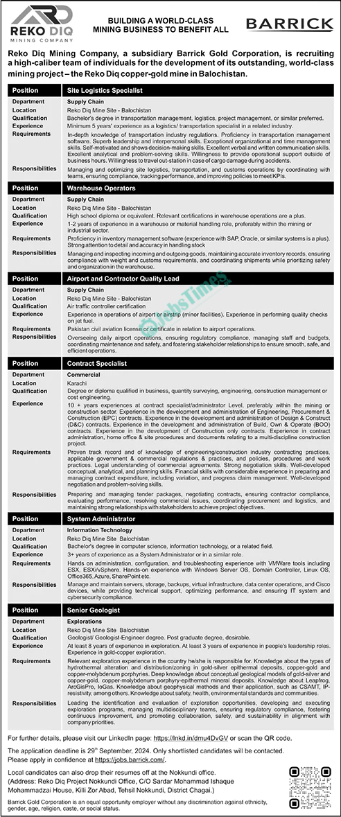 Barrick Gold Corporation Jobs 2024