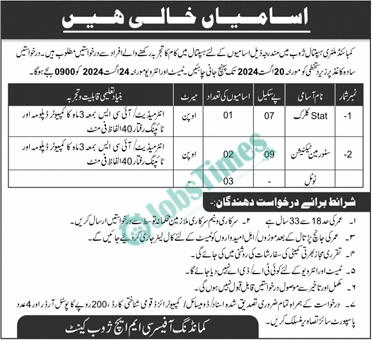 Combined Military Hospital CMH Zhob Jobs 2024