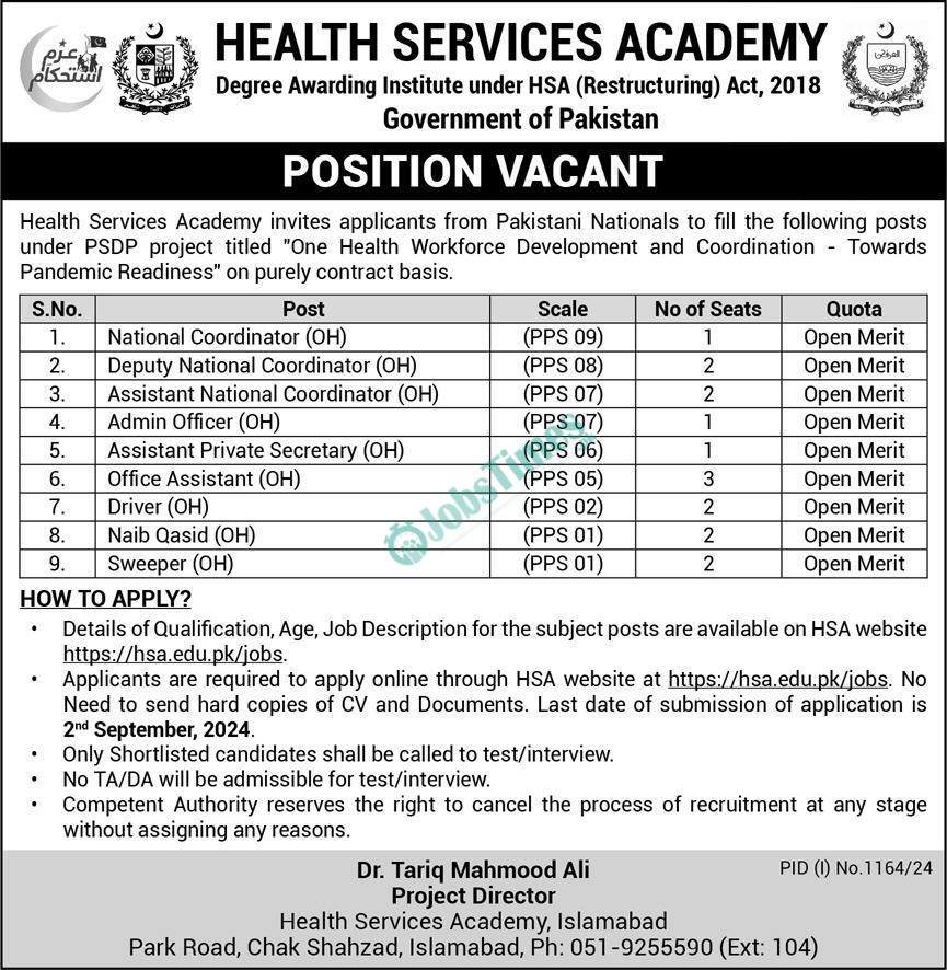 Health Services Academy Jobs 2024