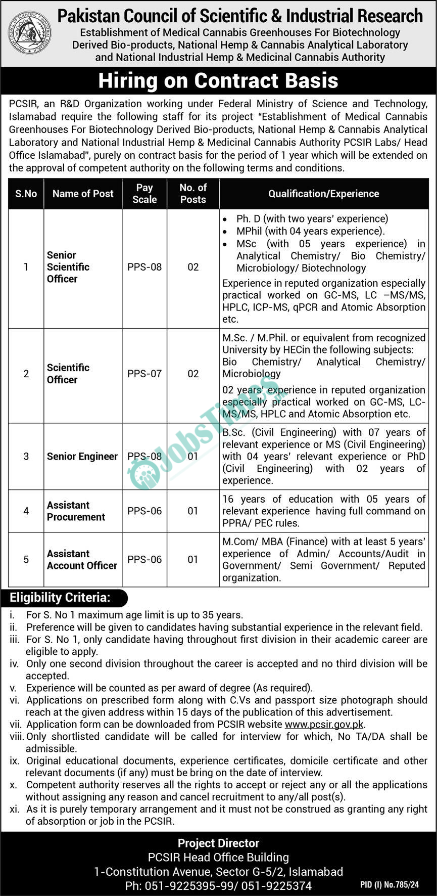 Pakistan Council of Scientific and Industrial Research PCSIR Jobs 2024