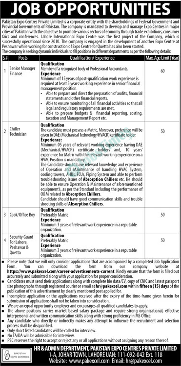 Pakistan Expo Centres Private Limited Jobs 2024 