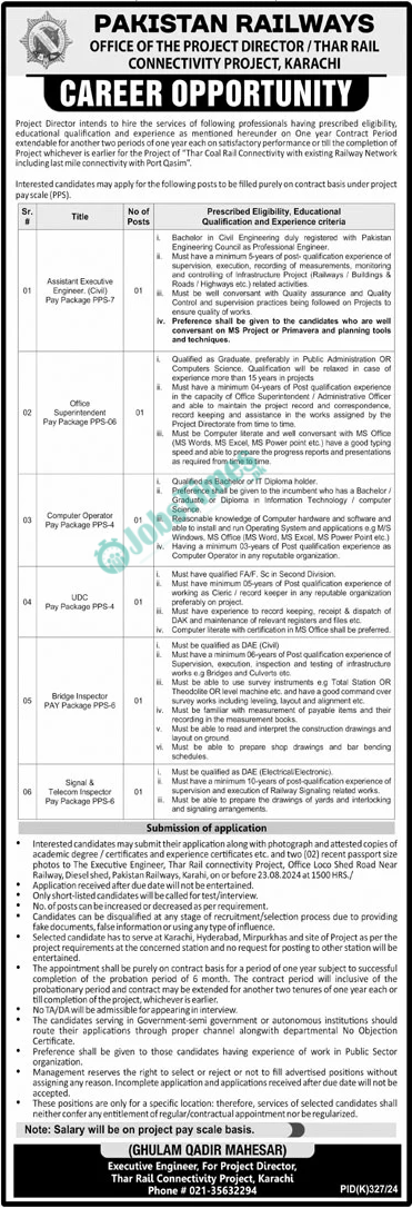 Pakistan Railway Thar Coal Connectivity Project Jobs 2024