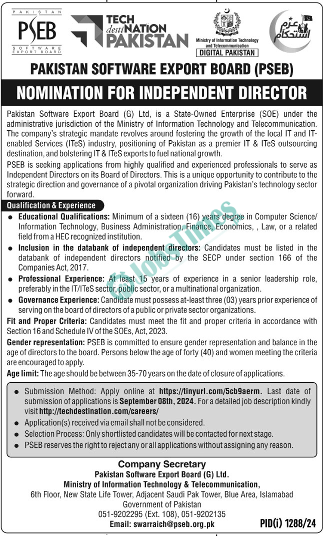 Pakistan Software Export Board PSEB Jobs 2024