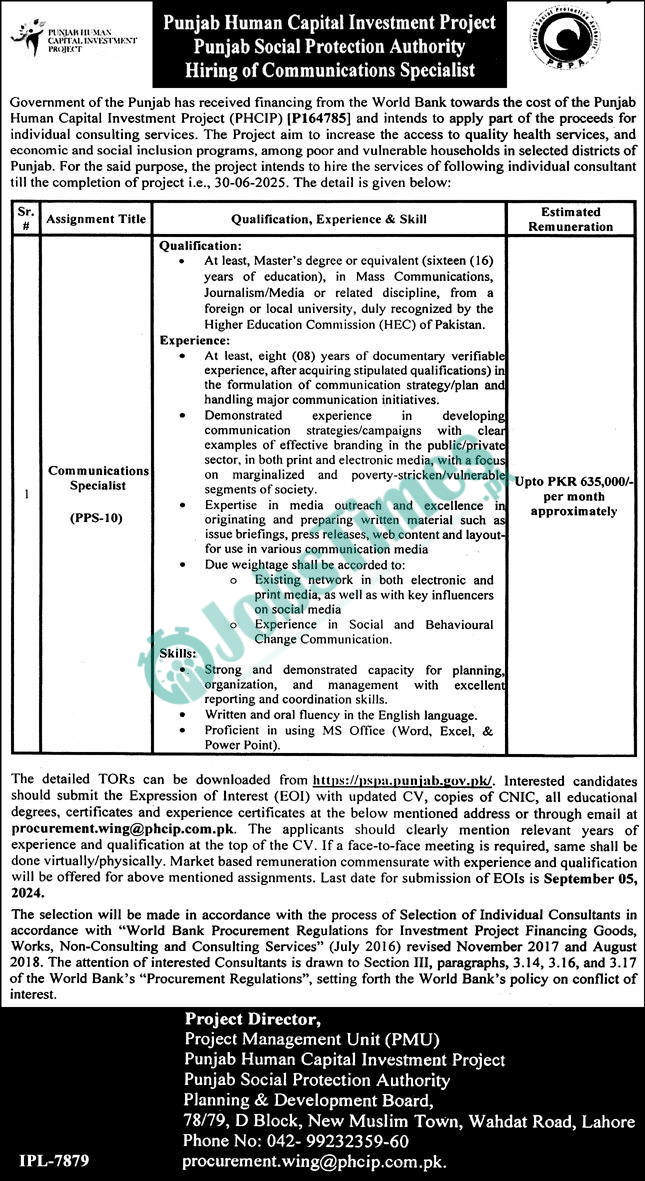 Punjab Social Protection Authority PSPA Jobs 2024