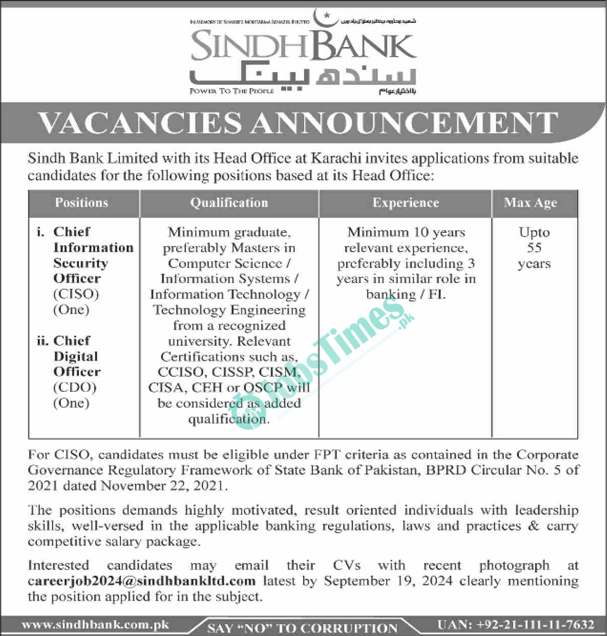 Sindh Bank Jobs 2024