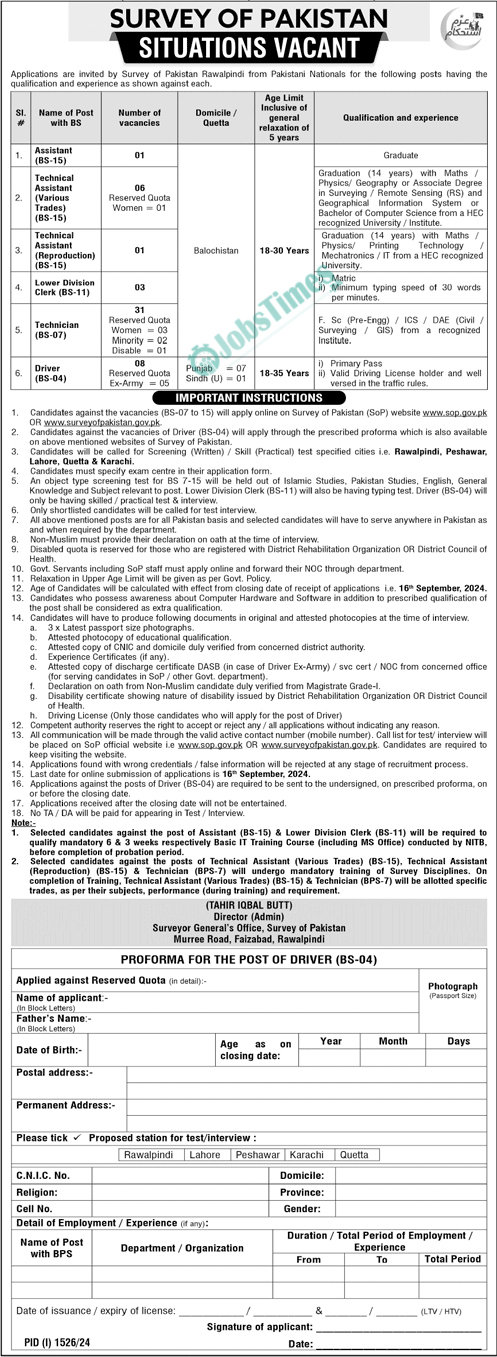 Survey of Pakistan Jobs 2024