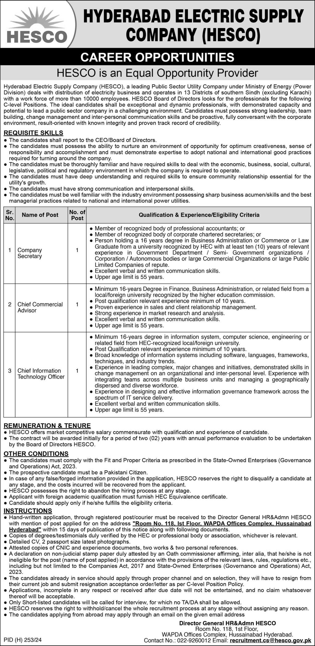 Hyderabad Electric Supply Company HESCO Jobs 2025 Jobs Times