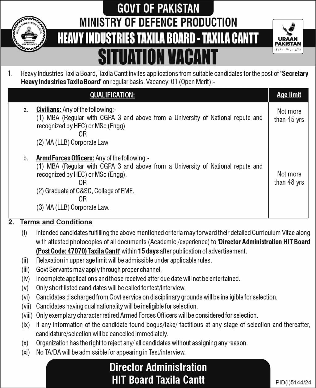 Ministry of Defence Production Jobs 