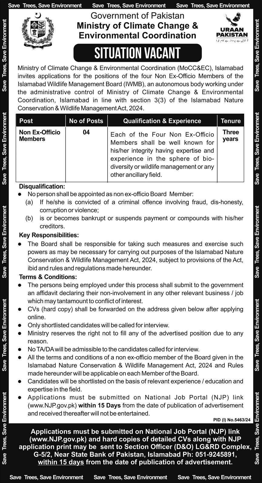 Ministry of Climate Change & Environmental Coordination Jobs 2025