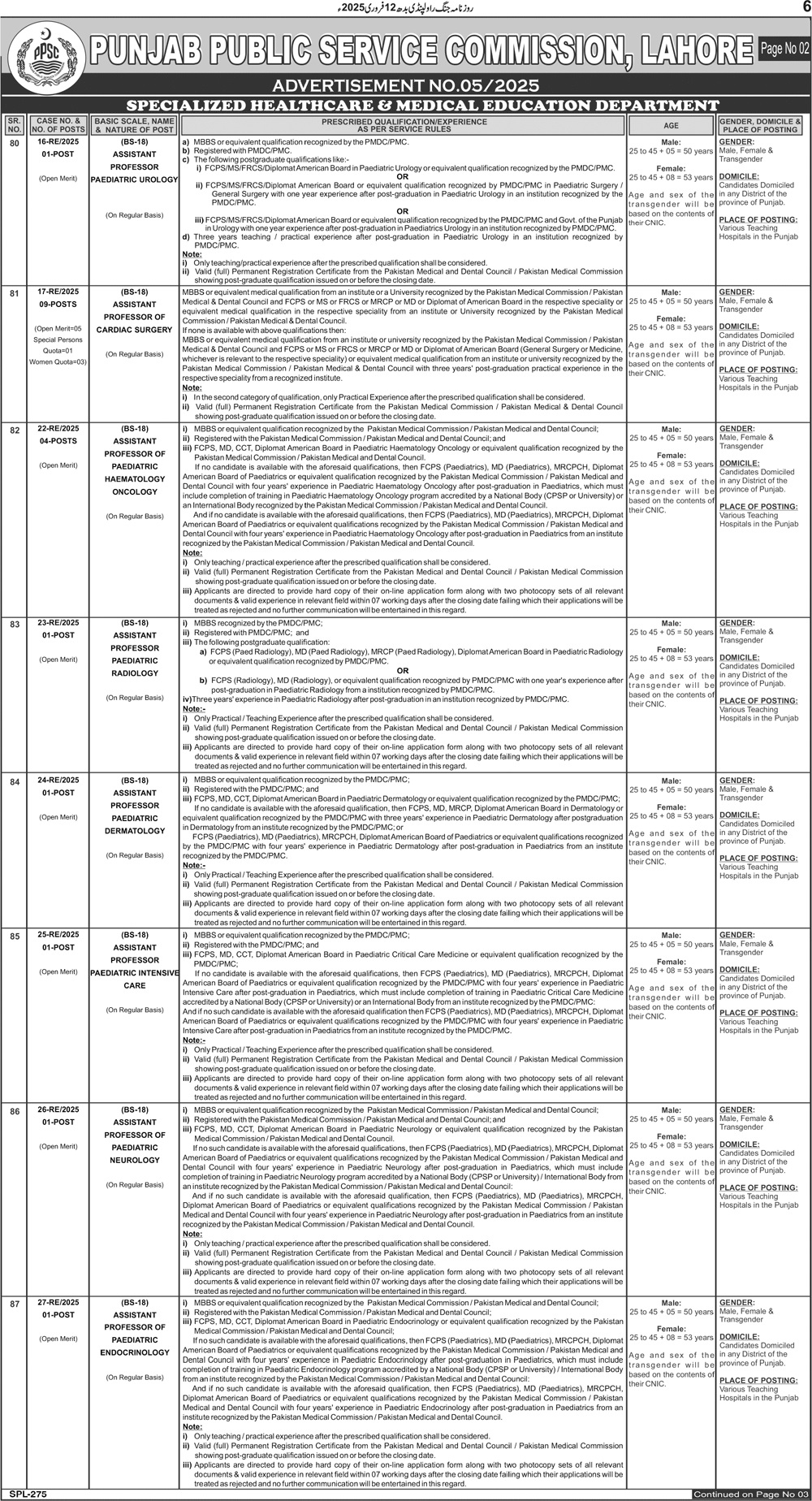 PPSC Jobs 2025